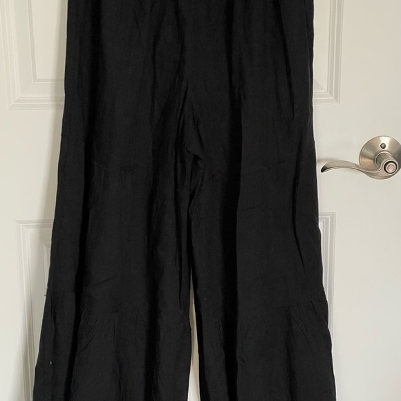 Gianni Bini Black Cotton Drawstring Tassel Pleated Wide Leg Pants 35175 - Picture 9 of 16